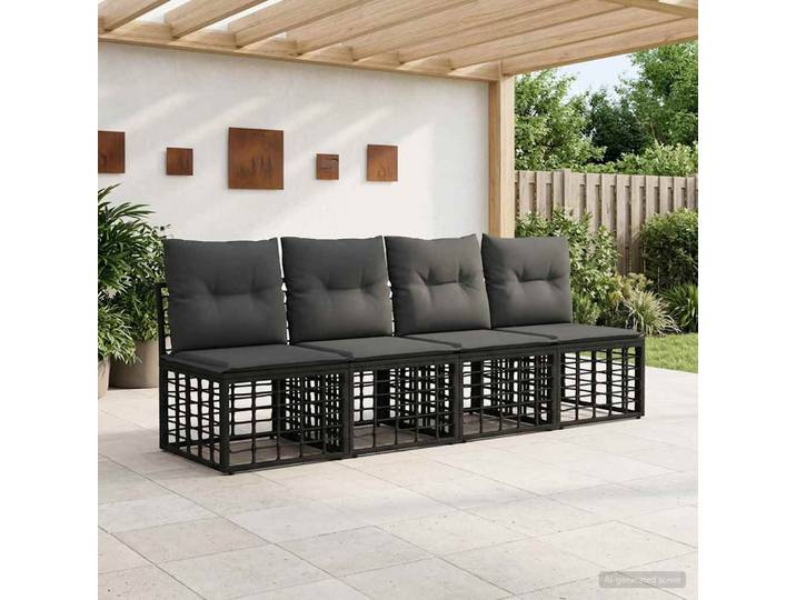 vidaXL 4-Sitzer Garten-Sofa ohne Armlehnen 4 stk. 4-Sitzanzahl Schwarz