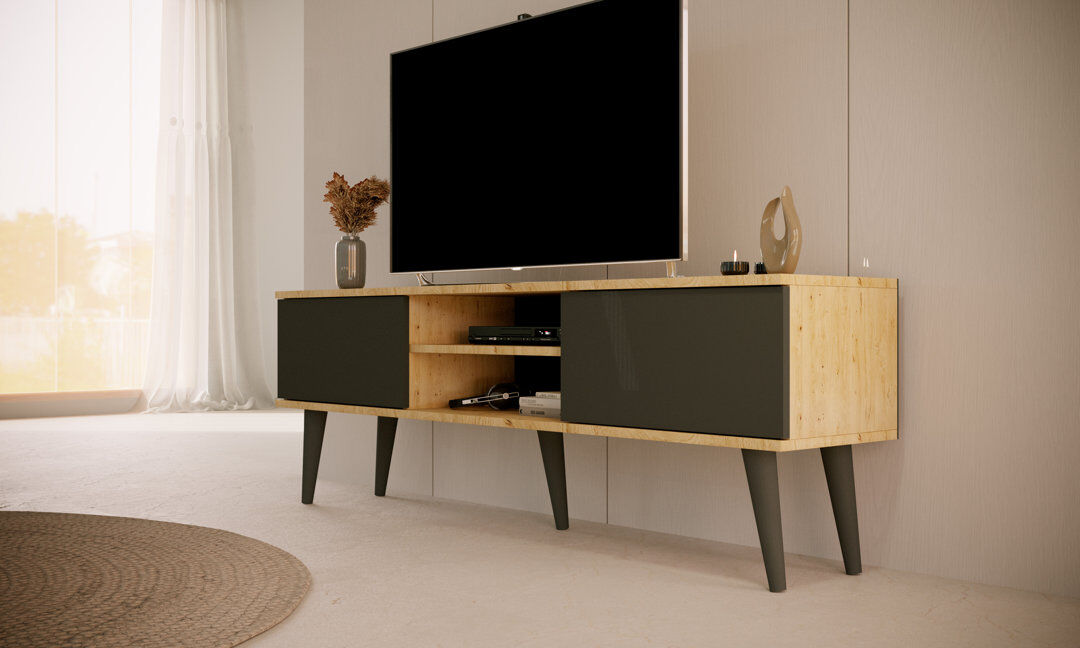 Norden Home Kaylani TV Stand Artisan Oak/Black 160cm W