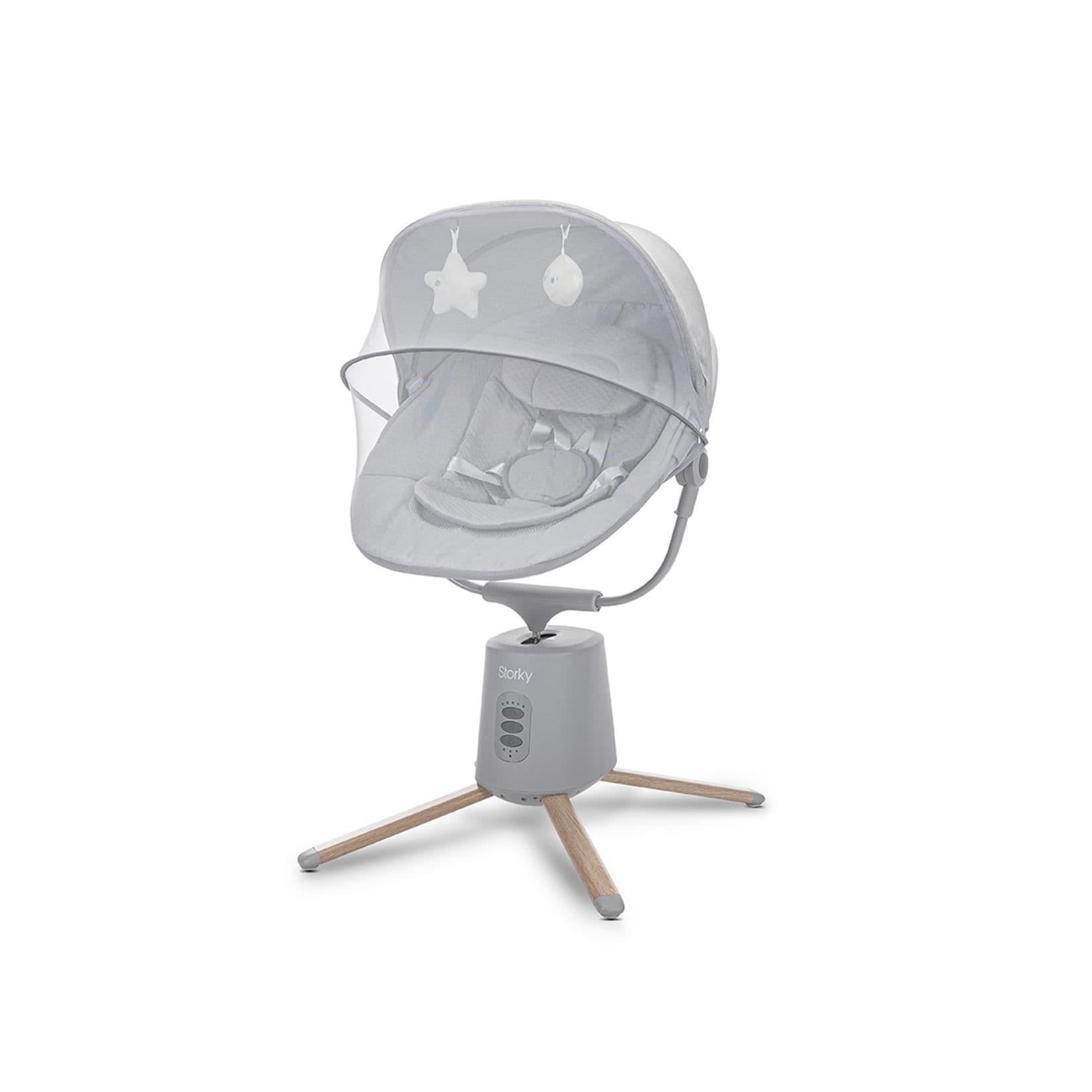 Lorelli Babywippe Storky Musik Bluetooth Fernbedienung Plüschtiere Timer Gurt grau