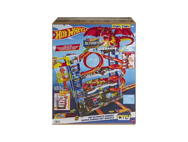 hot wheels city-garage ultime-coffret avec 2 voitures incluses