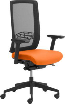 Bürostuhl WIKI, mit Armlehnen, Netz-Rücken, Gestell Kunststoff, orange