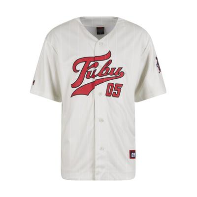 Langarmhemd FUBU "Fubu Fubu Varsity Baseball Jersey", Herren, Gr. S, US-Größen, weiß (sanftes weiß, rot), 100% Polyester, Hemden