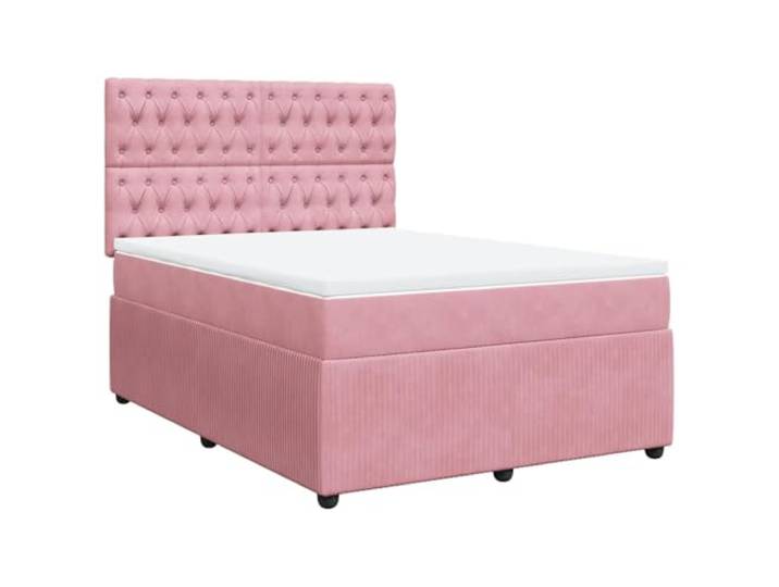 KKgypkn Boxspringbett 160x200 cm Rosa Samt mit Taschenfederkernmatratze, höhenverstellbarem Kopfteil und Lattenrost