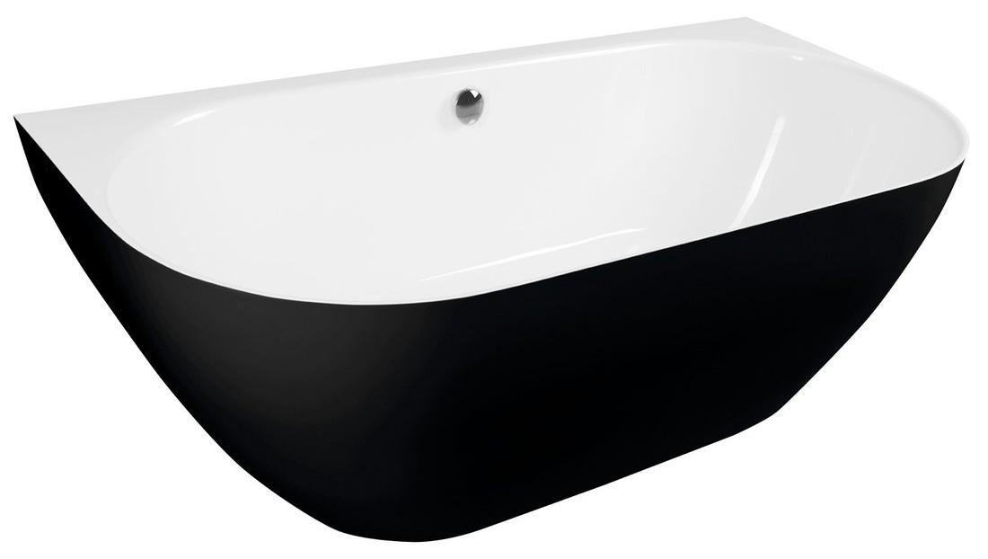 PAGODA wandstehende Badewanne 170x85x58cm, schwarz/weiß