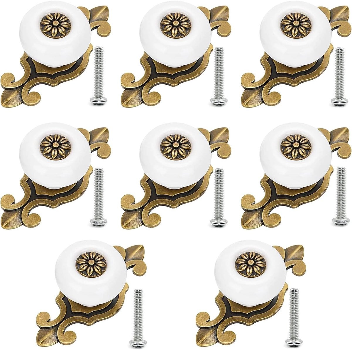Set van 8 Vintage Meubelknoppen - Retro Metalen Handgrepen voor Meubels en Decoratie