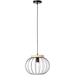 BRILLIANT Sorana Pendelleuchte 1flg schwarz/holzfarbend Innenleuchten,Pendelleuchten   1x A60, E27, 40W, geeignet für Normallampen (nicht enthalten)   Holz aus nachhaltiger Forstwirtschaft (FSC)