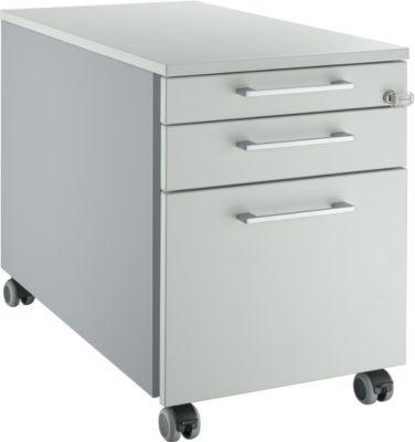 Schäfer Shop Select Rollcontainer 126, mit Griff eckig, weißalu/lichtgrau/lichtgrau