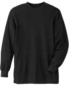 Men's Big & Tall Heavyweight Thermal Underwear Crewneck Tee by KingSize in Black (Size 4XL) Long Underwear Top