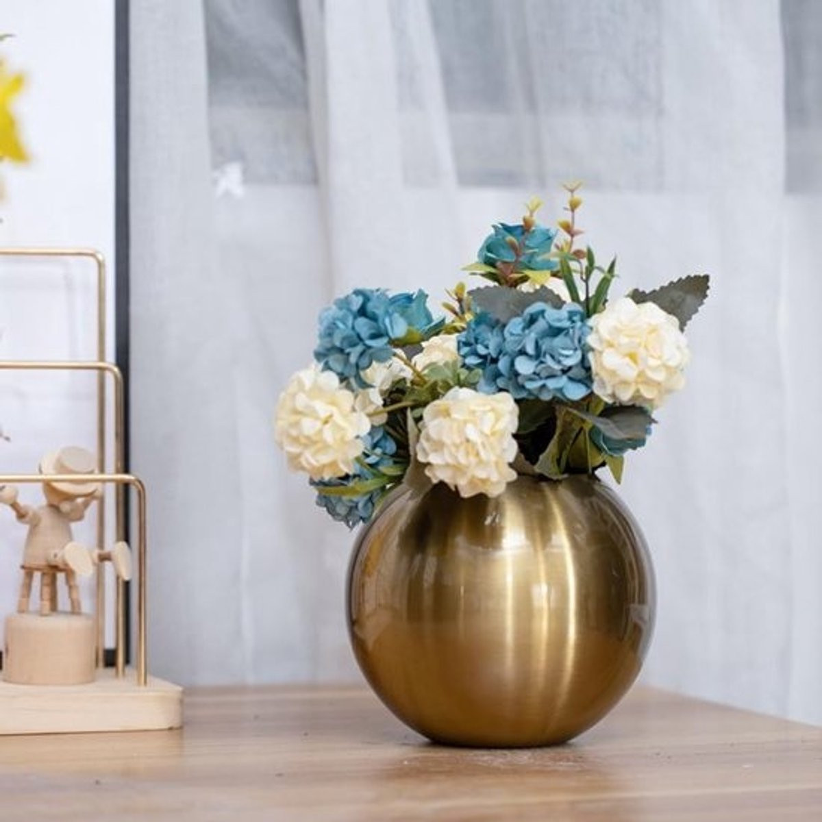 Dailygoods Cosensi Ronde Roestvrijstalen Bloemenvaas voor Decoratie in Goud