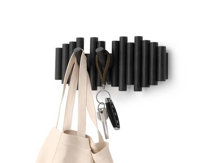 Umbra Picket 5 Patère Murale\, Combine utile et Art\, Chevilles en pin biseautées\, Blanc