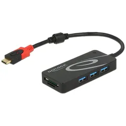 DeLOCK Externer USB 3.1 Gen 1 Type-CHub zu USB Typ-A + SD Card Reader