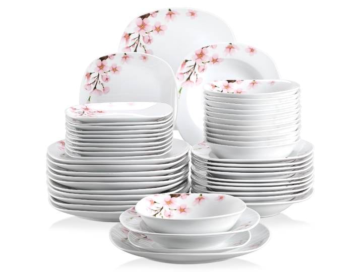 VEWEET ANNIE Ensemble d'assiettes à dîner en céramique porcelaine 24 pièces avec bol, assiette à dessert, assiette à soupe, assiette à dîner pour 12 personnes