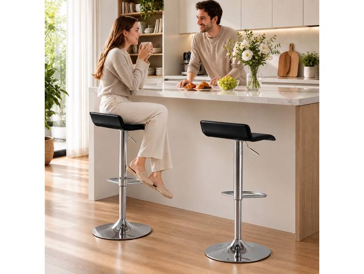 HOMCOM Tabouret Bar Pivotant Réglable Acier Noir Cuisine