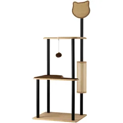 Wiltec Fudajo Kratzbaum Metall 48x40x120cm Kratzmöbel Katzenbaum Katzenkratzbaum Sisal (120 cm, Beige, Braun), Katzenbaum