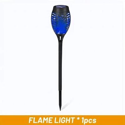 Uplifted Finds 12 LED Solar Flame Torch Light   Halloween Exclusive Flickering Waterproof Garden Lamp blue