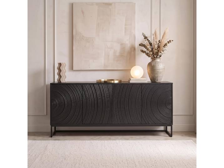 Buffet moderne et design en bois massif noir 170 cm - Radian