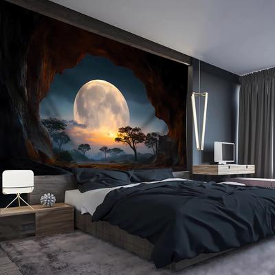 Inspired Living Moonlit Forest Cave Landscape Tapestry For Bedroom And Living Room Decor 70x100cm