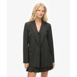 Superdry für Damen. W5012032A Boyfriend-Blazer mit Nadelstreifen in Grau (XS), Lässig, Klassisch, Polyester