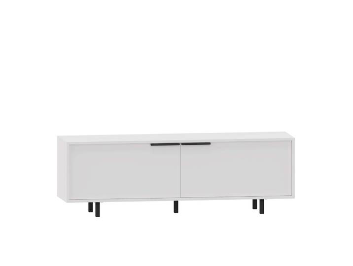 Lowboard GOODPRODUCT Dinant , weiss (weiß), B:150cm H:50cm T:38cm, Holzwerkstoff, Sideboards, Lowboard, TV-Kommode mit 2 Klappen, Kabeldurchführung, Breite 150 cm, Höhe 50 cm