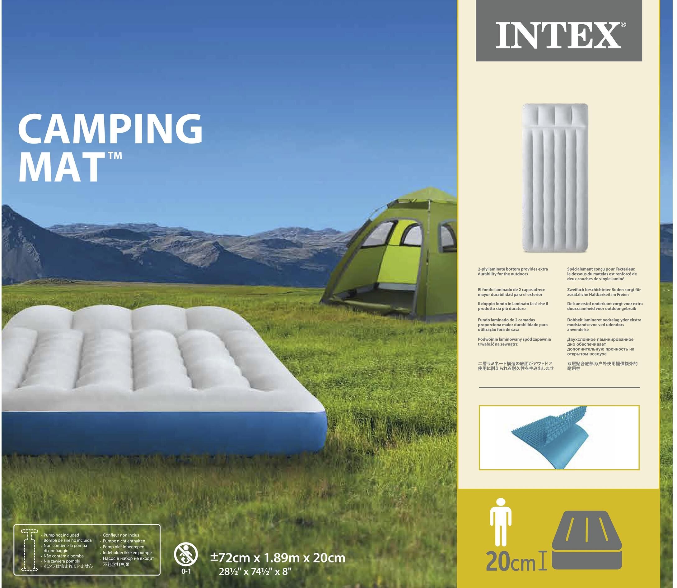 Luftbett INTEX "Camping", blau (blau, grau), B:72cm L:189cm, PVC, Luftbetten, Luftbett blau, grau B/H/L: 72cm x 189cm