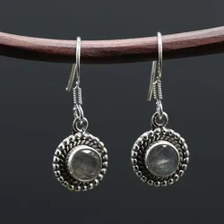 Drachensilber Ohrhänger Labradorit dezente Ohrringe Edelstein und 925 Silber - Silber;Blau