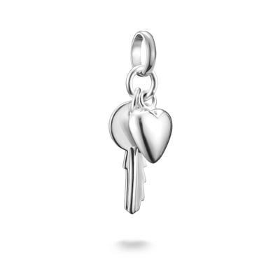 Charm Schlüssel THOMAS SABO "Charm Schlüssel zum Herzen - Connect", silber (silberfarben), Charms, Damen, Silber 925 (recycelt)