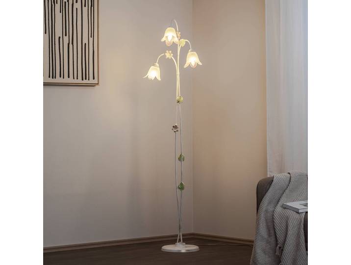 Stehlampe Botton ONLI, weiß / opal, für Wohn- / Esszimmer, Metall, Florentiner, Stehlampe