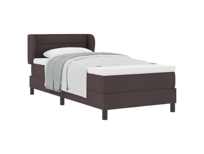 PUGYNBK Boxspringbett mit Matratze, 90 x 200 cm, Dunkelbraun Verstellbares Kopfteil, schwarze Beine, Kiefernholz, robuste Struktur