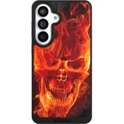 Nivocase Handyhülle für Samsung Galaxy S26+ Hülle NIVOpure Case Schwarz Feuer Schädel Totenkopf (Samsung Galaxy S26+), Smartphone Hülle, Schwarz