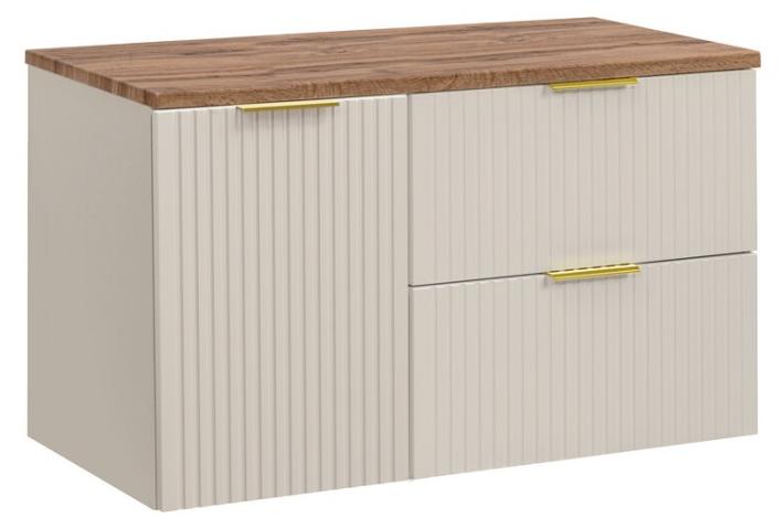 Badezimmer-Set NOXERA 100 cm - Kongo-Braun und Wotan-Eiche - Platte für Waschbecken
