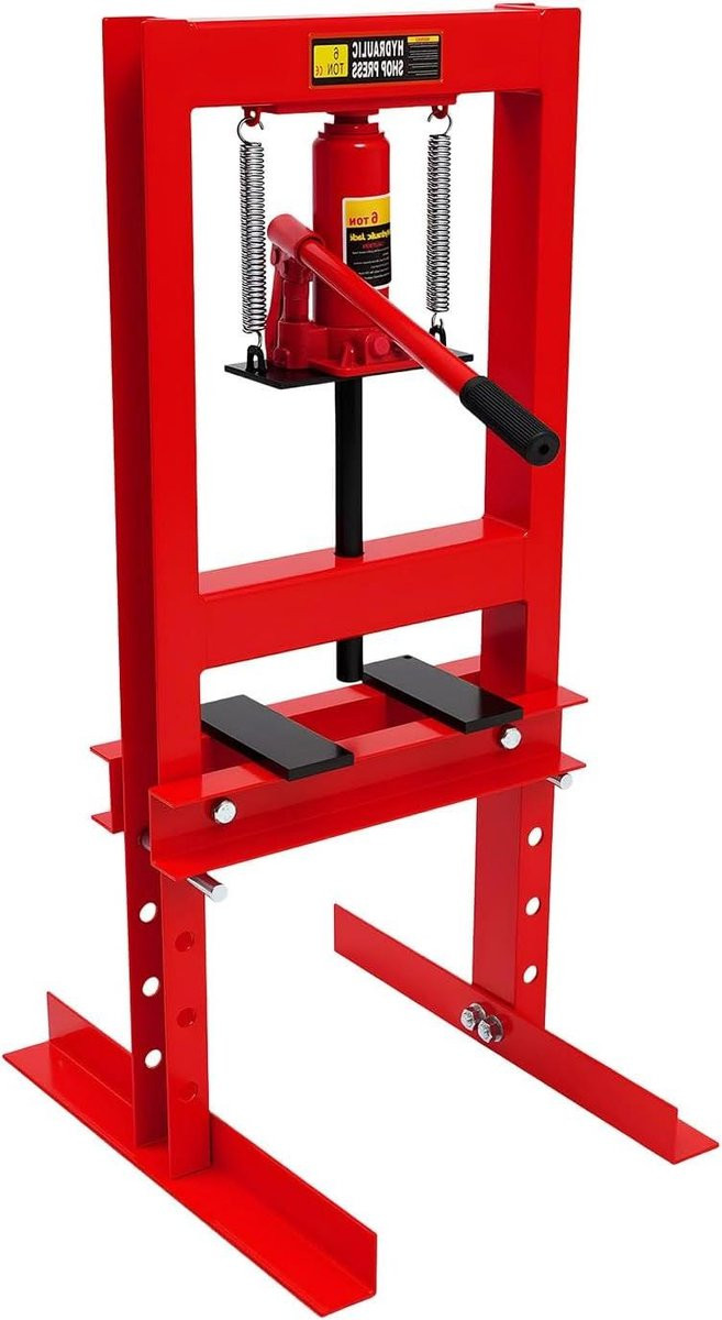 Rode Werkplaatspers met 6 ton druk voor het monteren van onderdelen, B/D/H: 50 x 40 x 90 cm