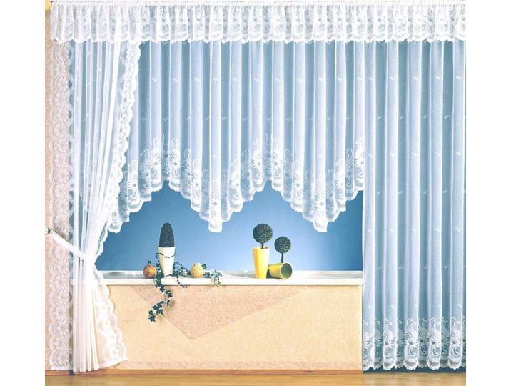 Vorhang WECKBRODT Flensburg Gr. 2, weiss (weiß), B:128cm H:180cm, Jacquard, Polyester, Gardinen, Vorhang, Seitenschal, Jacquard, strukturiert, halbtransparent, Gardine, Store