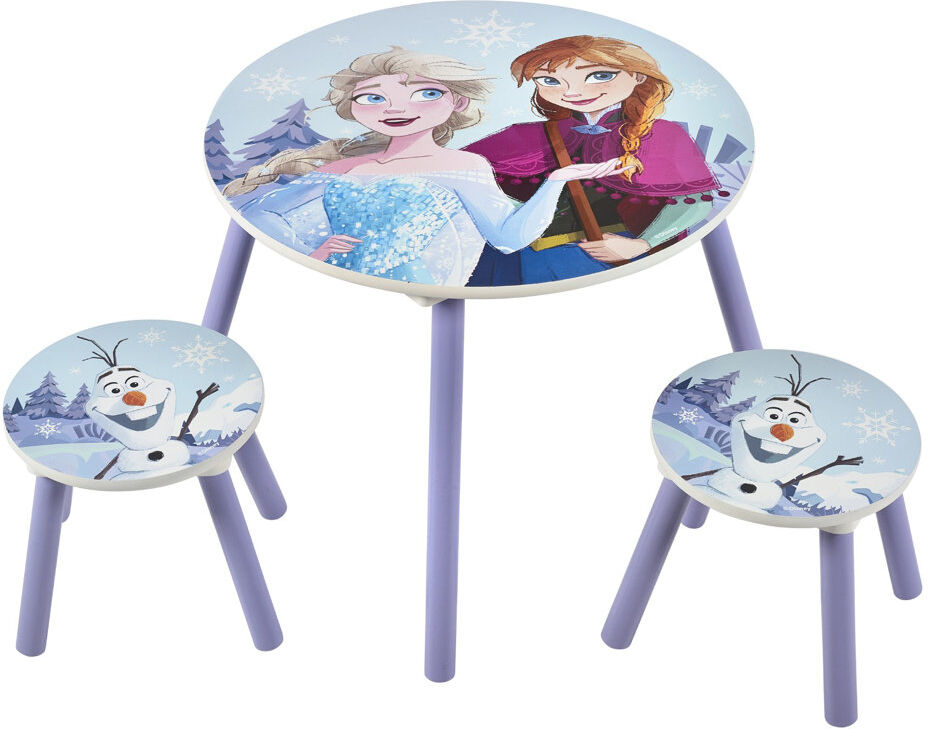 Disney Frozen Children Kids Table & Chairs (2 Stools Included) - Ideal for Arts & Crafts, Snack Time, Homeschooling, Homework & More Blue 48cm H X 60cm L X 60cm D
