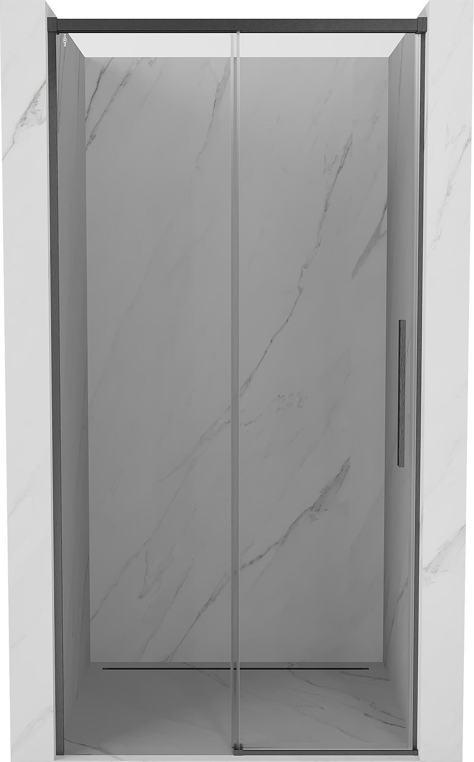 Mexen Rox Schiebeduschtür 115 cm, transparent, gebürstet Gun Gray - 8C2-115-000-66-00