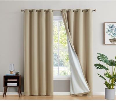 HLC.me Dakota Complete Blackout Drapery Heavy Thermal Insulated Efficient Window Curtain Grommet Panels, 2 Panels