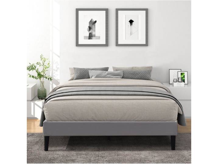 Sommier 140x190 cm - dehoussable - pieds 20 cm - 13 lattes - soutien ferme - confort - usage quotidien - tendance gris