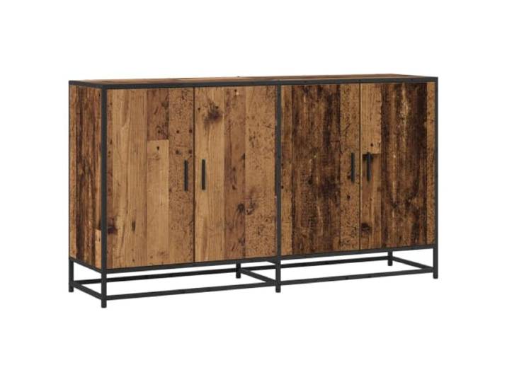 TEKGHUT Sideboard Altholz 134 x 35 x 76 cm Holzwerkstoff Umkehrbare Türmontage,schwarze Stangengriffe,verstellbare Regalbretter,feuchtes Tuch