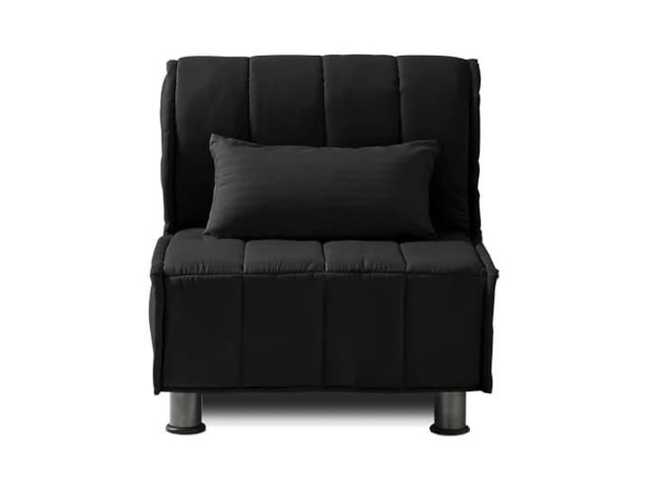 EVERGREENWEB Schlafsessel 80 cm Breit mit Matratze 80x190, Umwandelbar 1 Sitzer Schlafsofa mit Schlaffunktion, Faltbares Bett mit Abnehmbarem und Waschbarem Schwarz Bezug, Superweiche Kissen EVENING