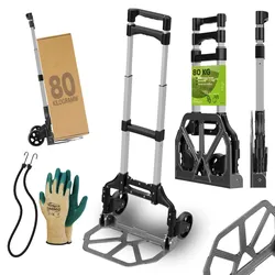 TroniTechnik® Sackkarre Handkarre klappbar, Transportkarre bis 80kg, Klappwagen - Vollgummireifen, höhenverstellbar