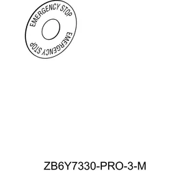 Schneider Electric ZB6Y7330 Schild, rund Ø 45, für Not-Halt/Not-Aus-Drucktaster, gelb, EMERGENCY STOP