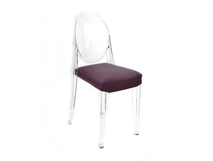 MYAREADESIGN set de 4 chaises KARTELL VICTORIA GHOST avec coussins IL CUSCINO (Prune cod. 19 - Eco-cuir Greta)