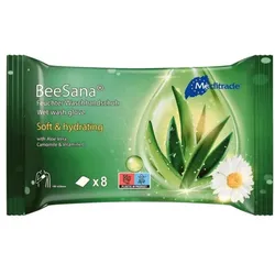 Meditrade 8er-Pack feuchte Einmal-Waschhandschuhe »BeeSana®« weiß