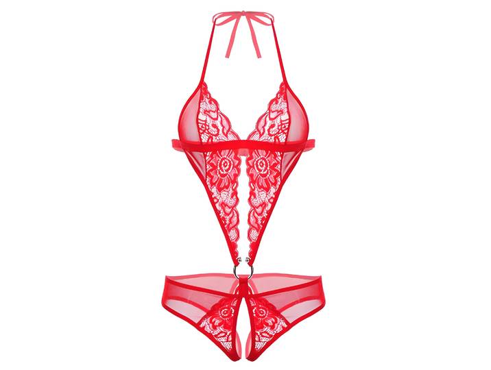Body ouvert aus Spitze rot