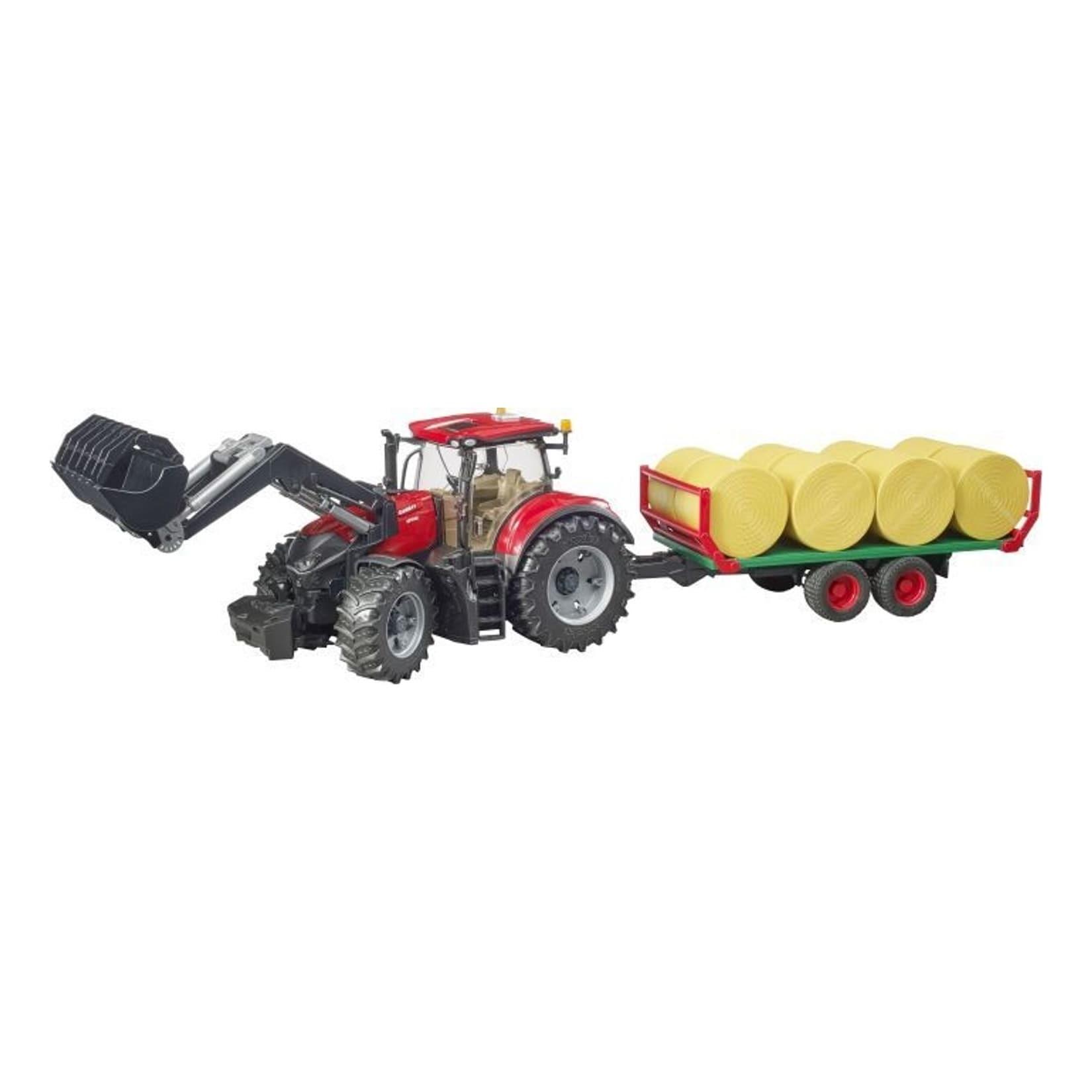 Bruder bruder 03198 Case IH Optum 300CVX mit Frontlader, Ballentransport + 8 Rundballen