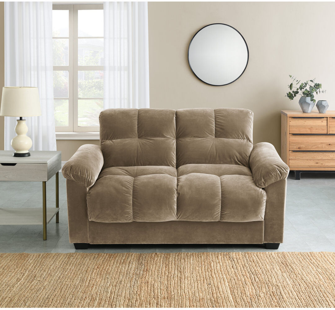 Latitude Run Laymantown Sofa Bed Brown Velvet 2