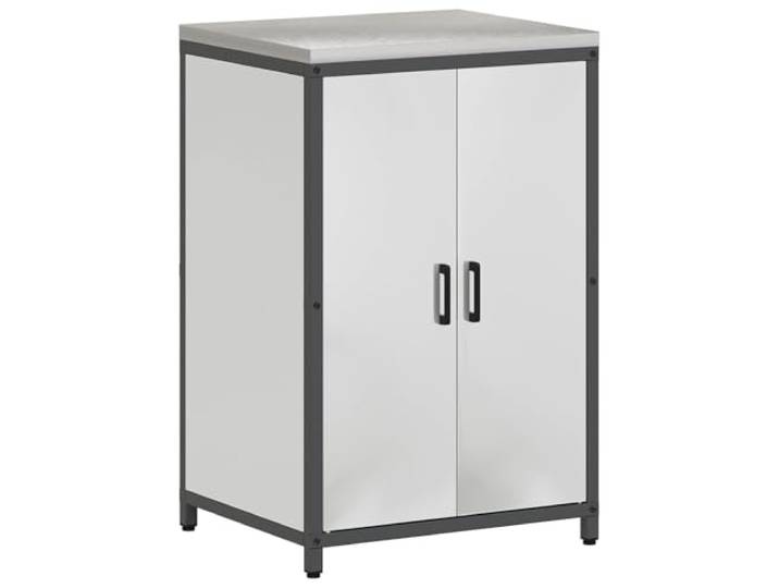 KUPTYERFG Küchenschrank Outdoor Beistelltisch Silber 60x50x92 cm Stahl Robuster Anrichtewagen mit 2 Türen für Ihre Terrasse, den Garten oder die Outdoor-Küche. Viel Stauraum für Grillzubehör.