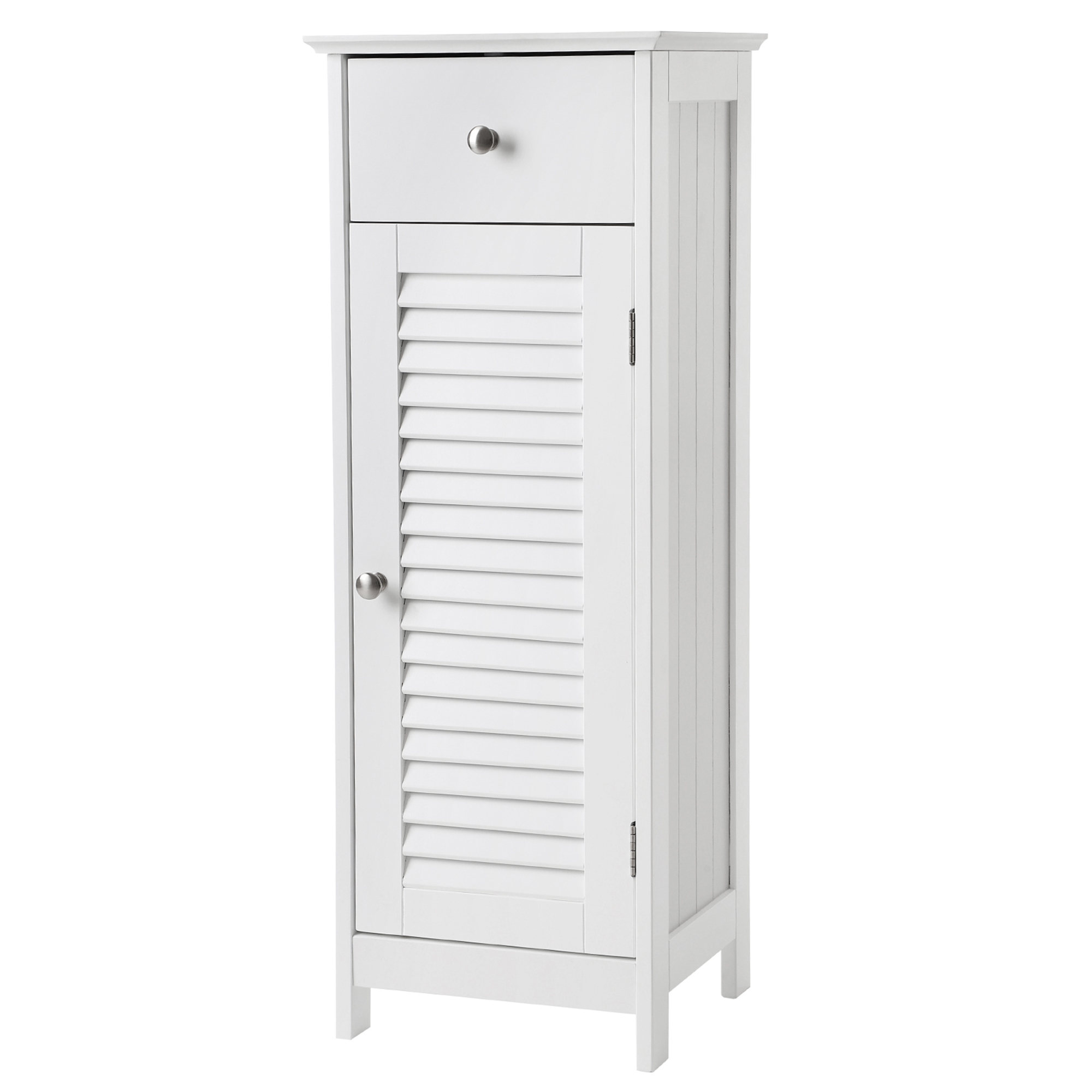 VASAGLE Schmaler Badschrank, Aufbewahrungsschrank, mit Schublade BBCB3543WT