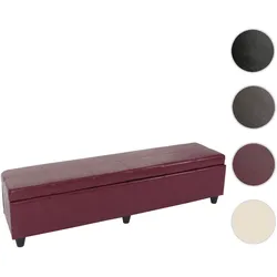 Aufbewahrungs-Truhe Sitzbank Kriens XXL, Kunstleder, 180x45x45cm MVG-zertifiziert ~ rot