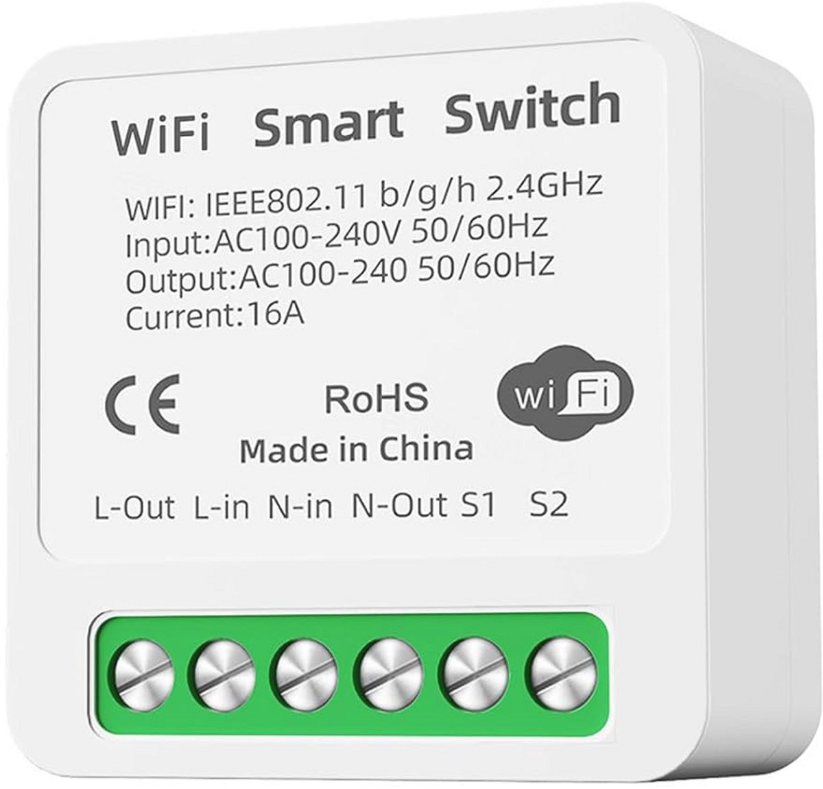 Slimme Lichtschakelaar met Wifi en Bluetooth, Wit, Modern Design