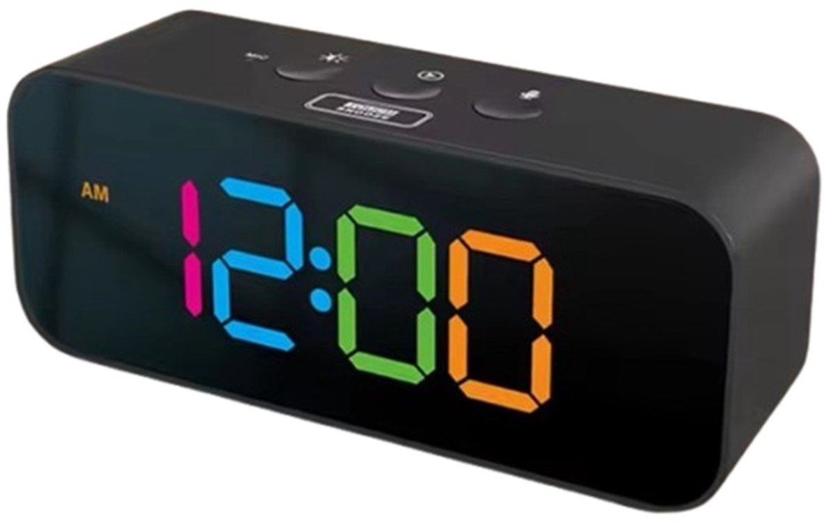 Digitale Wekker LED met Spiegel Display - Zwart - Dimbare Klok met Snooze en Dubbel Alarm